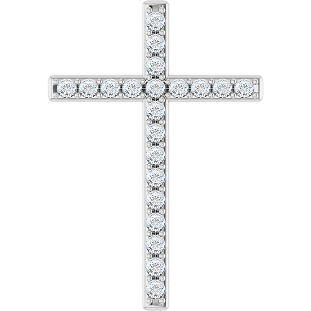 14K White Gold 5/8 CTW Natural Diamond Cross Pendant
