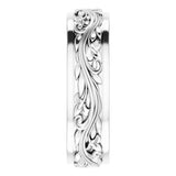 14K White Gold 7 mm Floral Inlay Flat Band Size 12