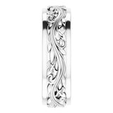 10K White Gold 7 mm Floral Inlay Flat Band Size 10.5