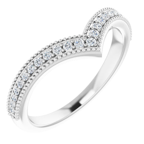 14K White Gold 1/6 CTW Natural Diamond Stackable V Ring   