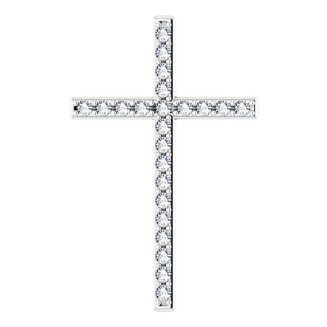 14K White Gold 1/3 CTW Natural Diamond Cross Pendant
