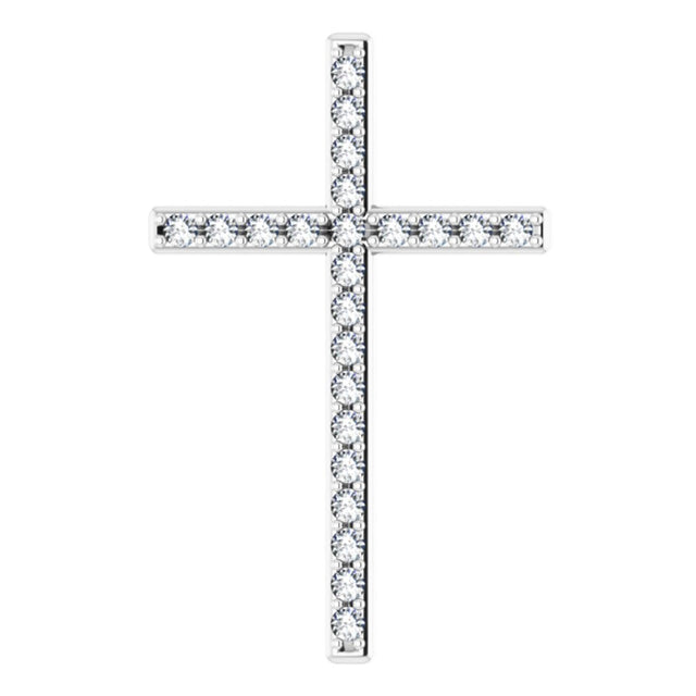 14K White Gold 1/3 CTW Natural Diamond Cross Pendant