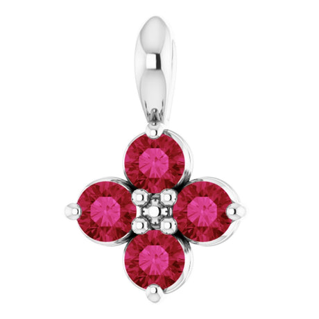 Sterling Silver Youth Imitation Ruby Pendant