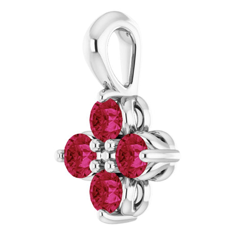 Sterling Silver Youth Imitation Ruby Pendant