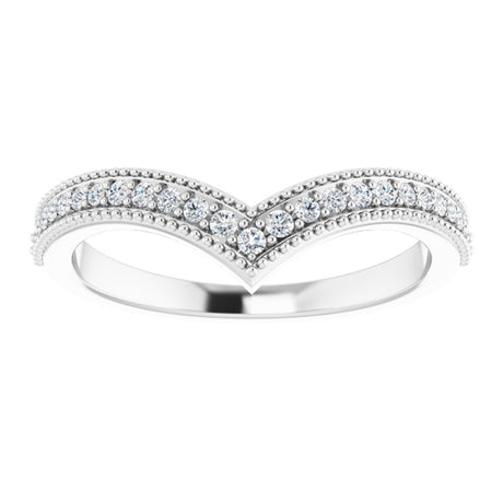 14K White Gold 1/6 CTW Natural Diamond Stackable V Ring   