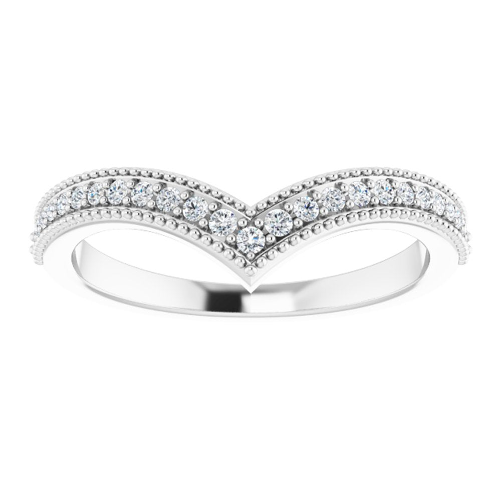 14K White Gold 1/6 CTW Natural Diamond Stackable V Ring   