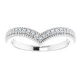 14K White Gold 1/6 CTW Natural Diamond Stackable V Ring   
