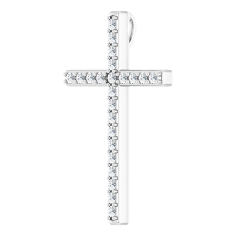 14K White Gold 1/3 CTW Natural Diamond Cross Pendant