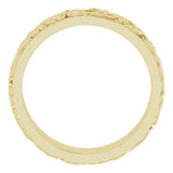 14K Yellow Gold 7 mm Floral Inlay Flat Band Size 12
