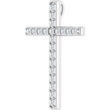 14K White Gold 5/8 CTW Natural Diamond Cross Pendant