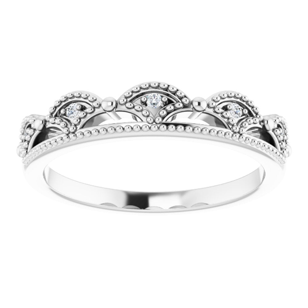 14K White .04 CTW Natural Diamond Crown Ring