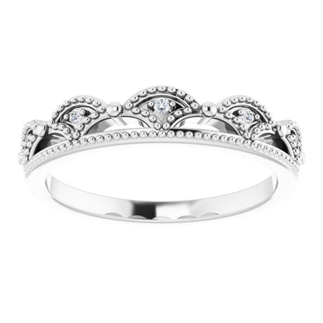 14K White .04 CTW Natural Diamond Crown Ring