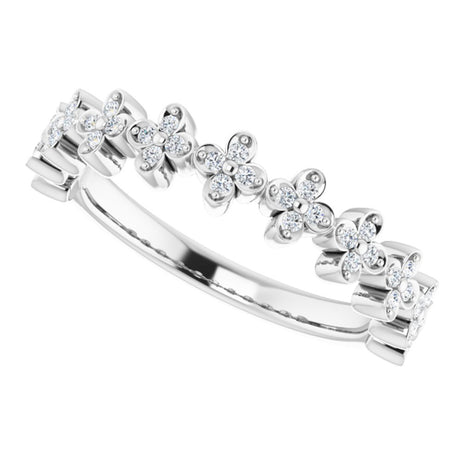 14K White 1/6 CTW Natural Diamond Stackable Clover Ring
