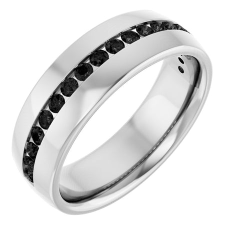 14K White Gold 3/8 CTW Natural Black Diamond Band