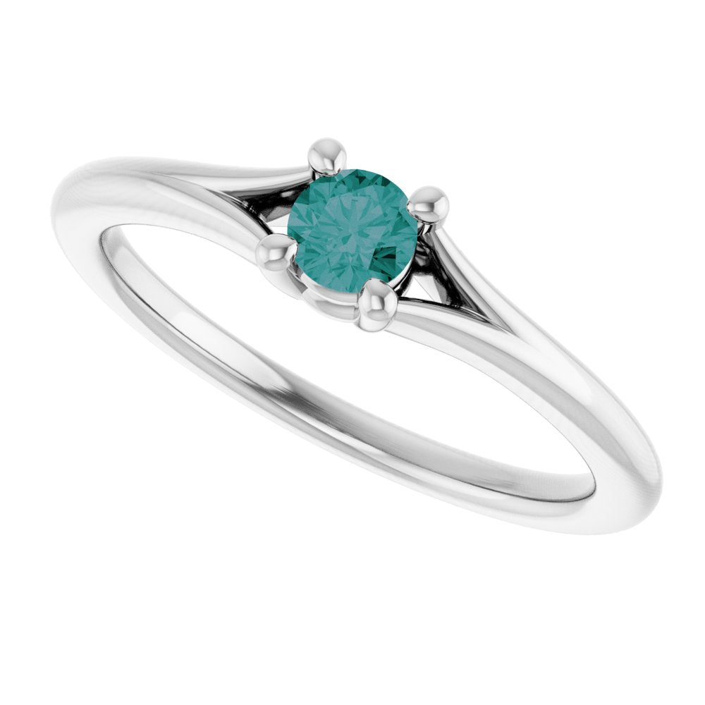 Sterling Silver Imitation Alexandrite Youth Solitaire Ring