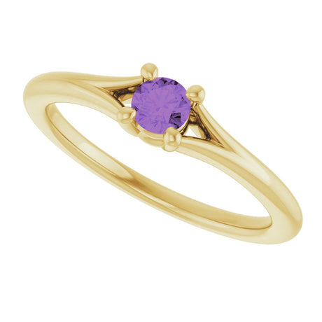 14K Yellow Natural Amethyst Youth Solitaire Ring