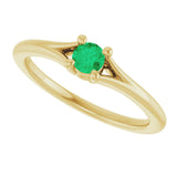 14K Yellow Natural Emerald Youth Solitaire Ring