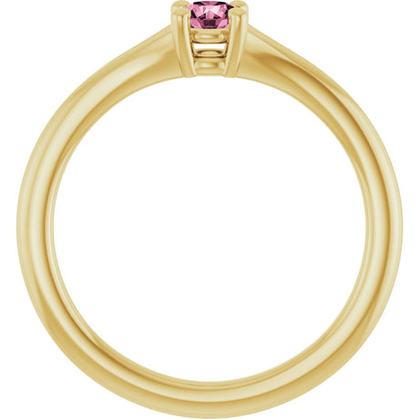 14K Yellow Gold Natural Pink Tourmaline Youth Solitaire Ring
