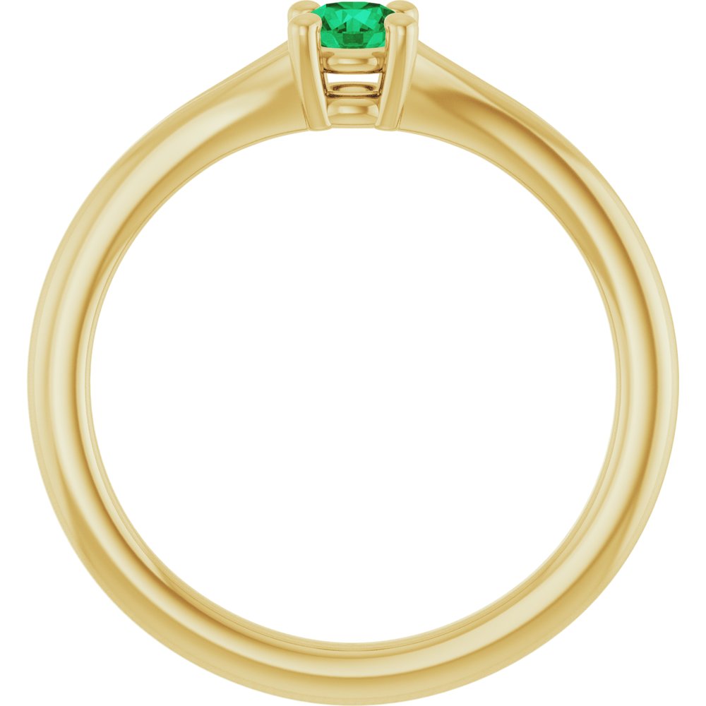 14K Yellow Natural Emerald Youth Solitaire Ring