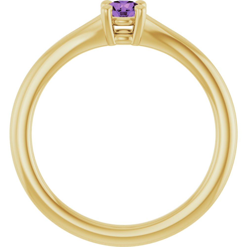 14K Yellow Natural Amethyst Youth Solitaire Ring