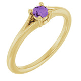 14K Yellow Natural Amethyst Youth Solitaire Ring