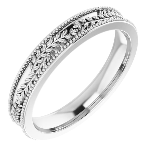 Platinum 3.65 mm Floral Band
