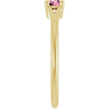 14K Yellow Gold Natural Pink Tourmaline Youth Solitaire Ring