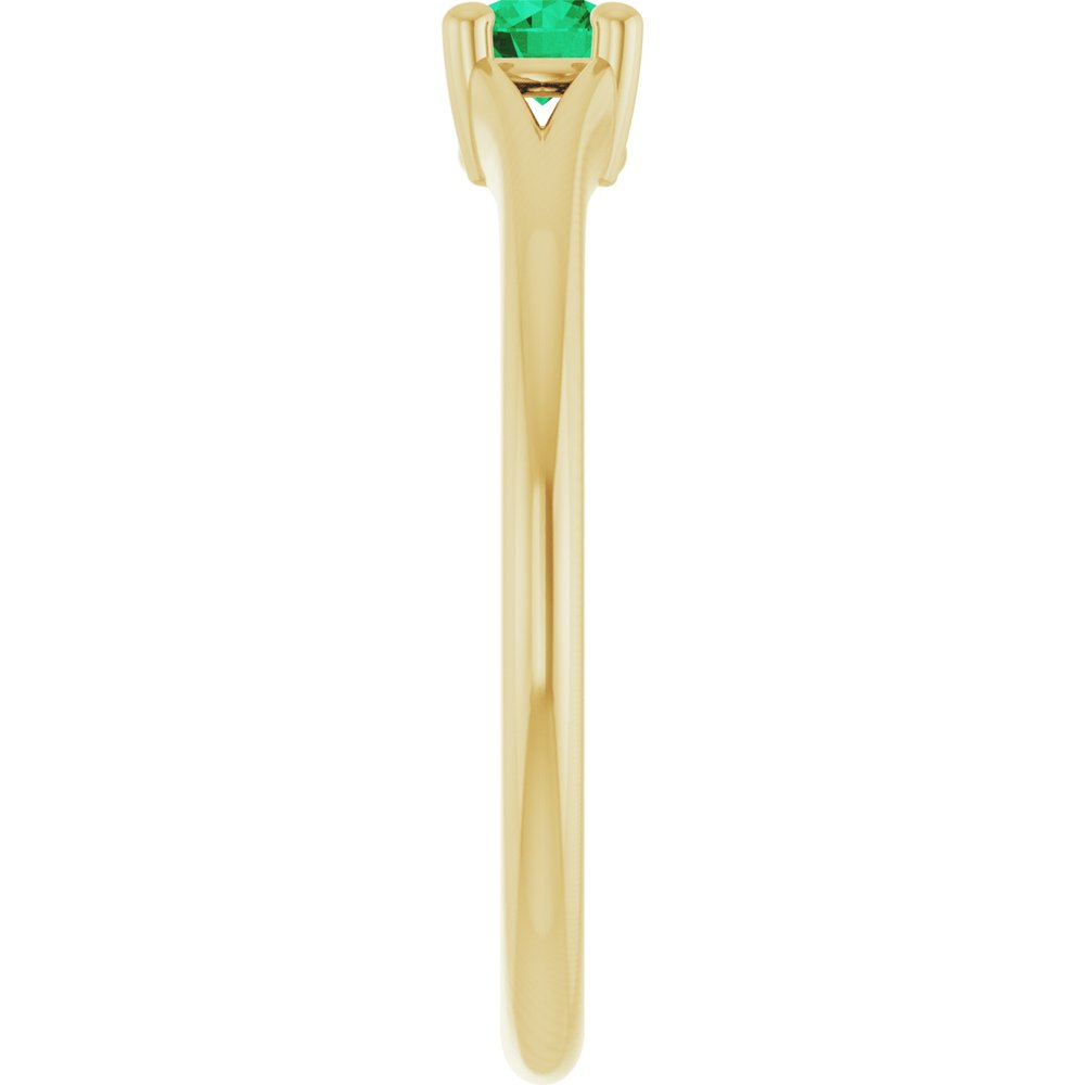 14K Yellow Natural Emerald Youth Solitaire Ring