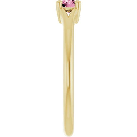 14K Yellow Gold Natural Pink Tourmaline Youth Solitaire Ring
