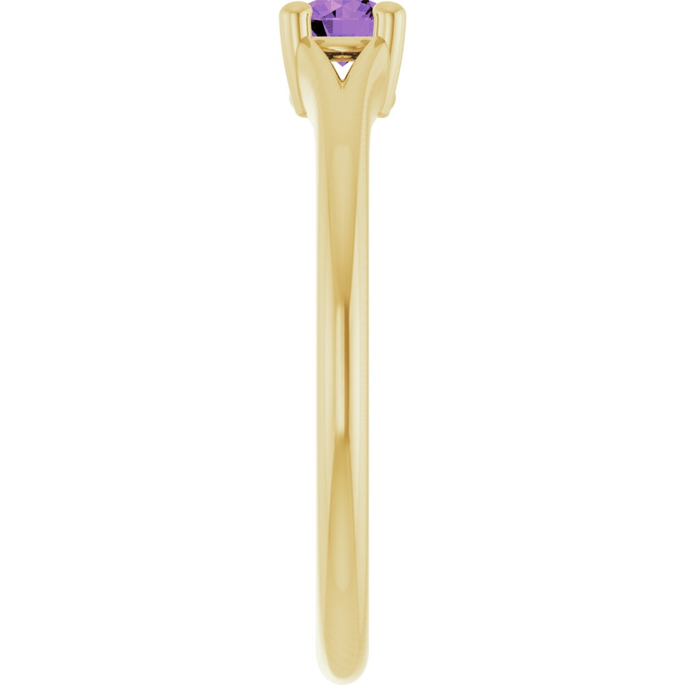 14K Yellow Natural Amethyst Youth Solitaire Ring