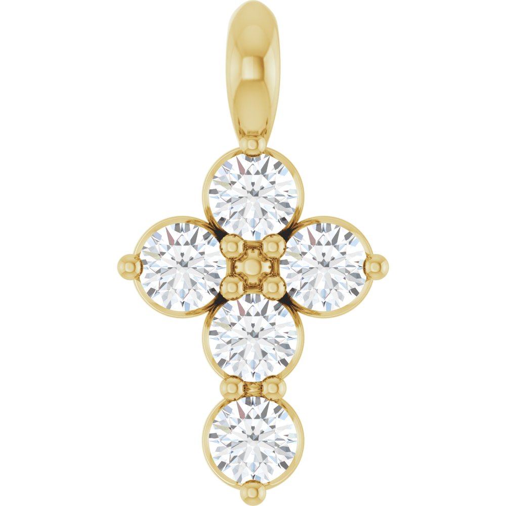 14K Yellow 1/6 CTW Natural Diamond Cross Pendant