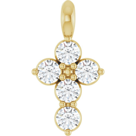 14K Yellow 1/6 CTW Natural Diamond Cross Pendant
