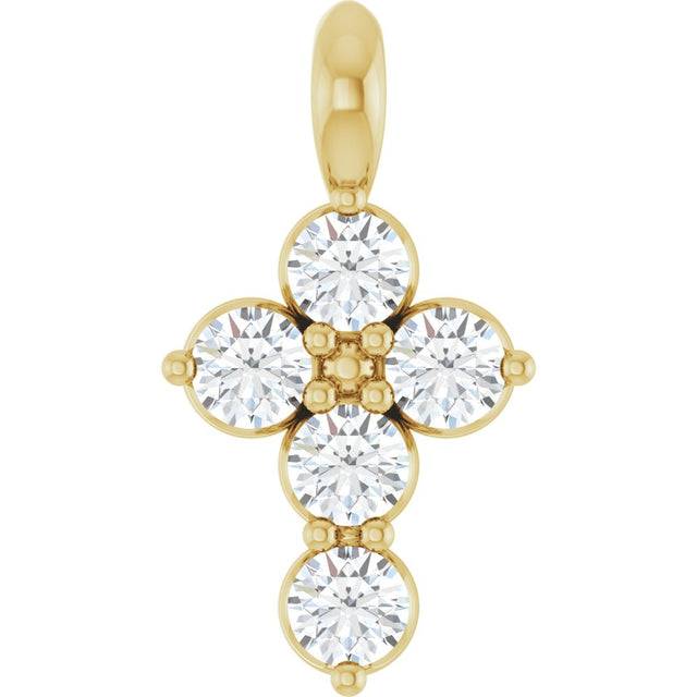 14K Yellow 1/6 CTW Natural Diamond Cross Pendant