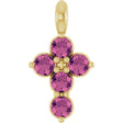 14K Yellow Gold Natural Pink Tourmaline Cross Pendant