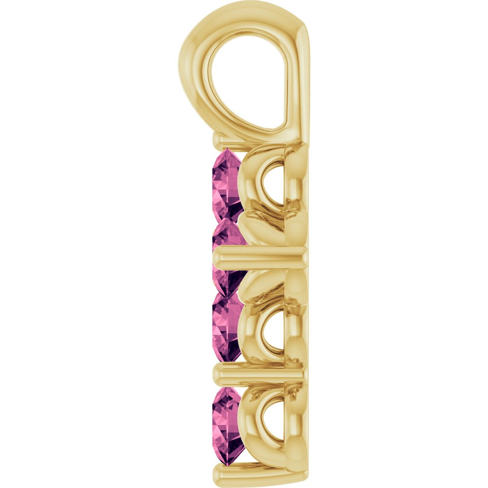 14K Yellow Gold Natural Pink Tourmaline Cross Pendant