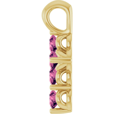 14K Yellow Gold Natural Pink Tourmaline Cross Pendant