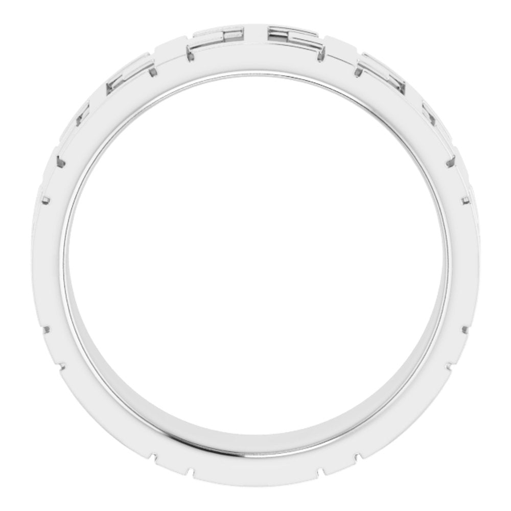 14K White Gold Cross Comfort-Fit Flat Band Size 8