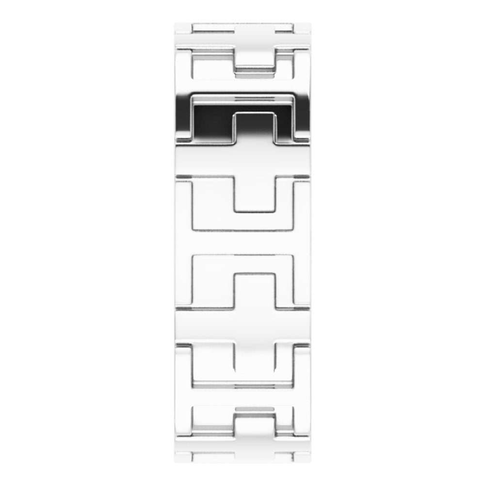 14K White Gold Cross Comfort-Fit Flat Band Size 8