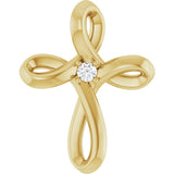 14K Yellow Gold .015 CTW Natural Diamond Cross Pendant 