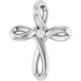 Sterling Silver .015 CTW Natural Diamond Cross Pendant