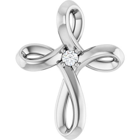 Sterling Silver .015 CTW Natural Diamond Cross Pendant
