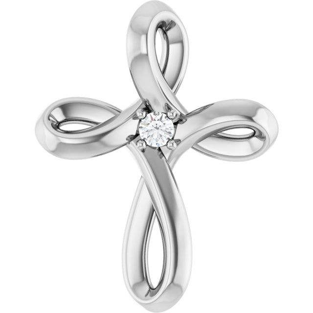 Sterling Silver .015 CTW Natural Diamond Cross Pendant