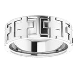 14K White Gold Cross Comfort-Fit Flat Band Size 8