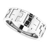 14K White Gold Cross Comfort-Fit Flat Band Size 8