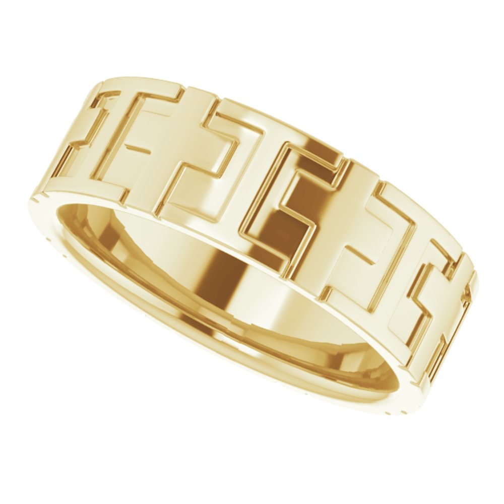 14K Yellow Gold Cross Comfort-Fit Flat Band Size 9.5