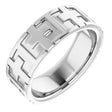 14K White Gold Cross Comfort-Fit Flat Band Size 8