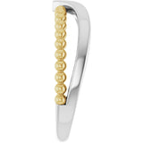 14K White & Yellow Negative Space Beaded V Ring