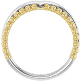 14K White & Yellow Negative Space Beaded V Ring