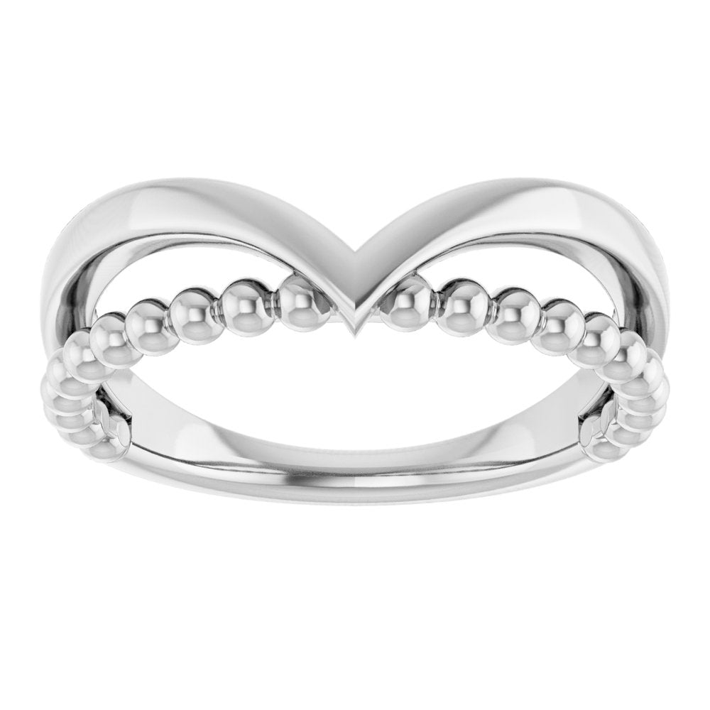 Sterling Silver Negative Space Beaded V Ring