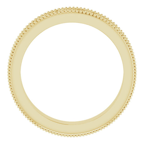 14K Yellow Gold 4 mm Milgrain Edge Sculptural Flat Band Size 4.5